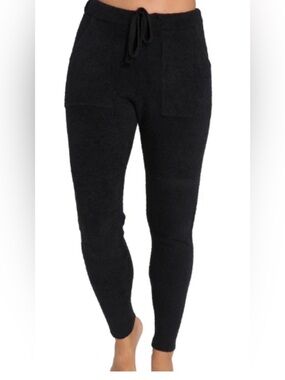 Barefoot Dreams Black Cozy Track Pants with Drawstring Waist